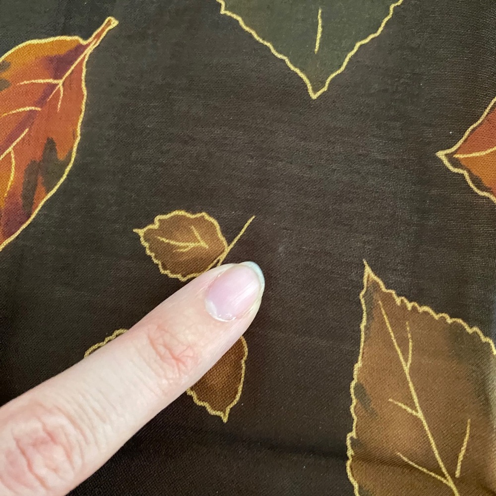 Vintage Brown Green Fall Leaf Print Square Polyester Scarf Small - Picture 4 of 12